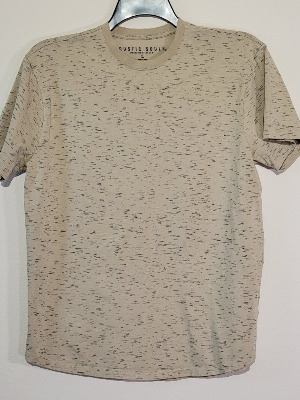Rustic Souls T-Shirt Tan Black Crew Neck Short Sleeve Men's Large